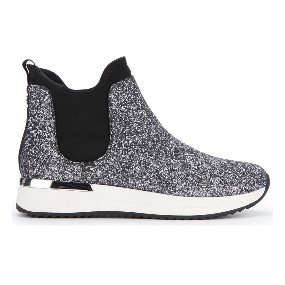 NEW Kenneth Cole Reaction CAIA Chelsea pewter glitter slip on booties size 7